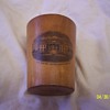 WOOD SHOT GLASS WITH PHOTO OF WHITEHOUSE PRE WEST OR EAST WINGS