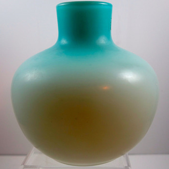 Harrach Blue Cased Uranium Glass Vase c. 1890 - Art Glass