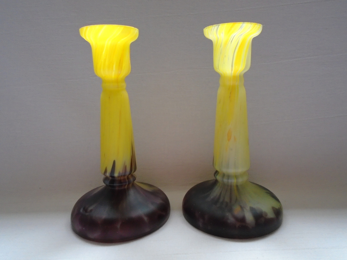 Czech Art Deco Satin Glass Candlesticks Collectors Weekly