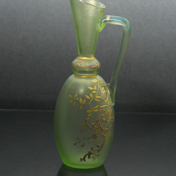 Bohemian enameld uranium glass ewer - Art Glass