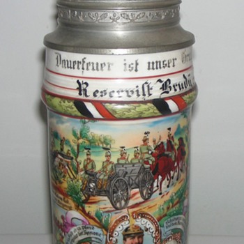 Imperial German Reservist’s Stein of Reservist Brudy, 3rd Prussian Machine Gun Detachment. - Breweriana