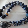 Silver blue color Agate necklace