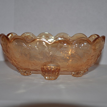 Peach colored floral/vine pattern salt/sugar dish?? - Glassware