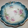Limoge?Nippon? Porcelain Bowl Huge Pink Roses Scalloped Rim