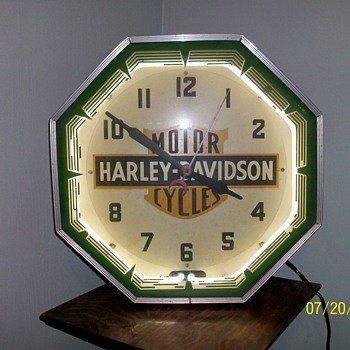 1940's Harley-Davidson Dealer Neon Clock - Motorcycles