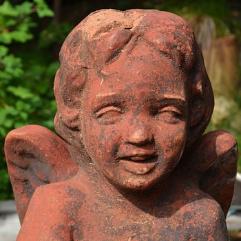 Terracotta Cherub Playing the Lute - Art Pottery