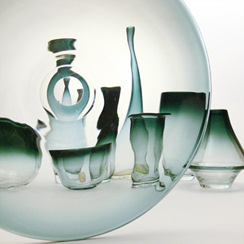 9 glass items from the TONA range, Bengt Orup (Johansfors, 1957) - Art Glass