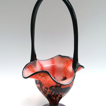 TALL Welz Stripes and Spots Basket...13" tall and 7 " wide - Art Glass