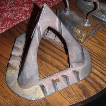 "Sad Iron" Stand w/three sad irons - Kitchen