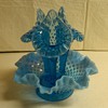 STUNNING LARGE SIZED FENTON EPERGNE IN SAPPHIRE BLUE OPALESCENT HOBNAIL
