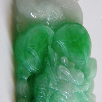 Antique Chinese Carved Jade Jadeite Dragon Pendant Necklace 14k 63mm x 33mm - Fine Jewelry