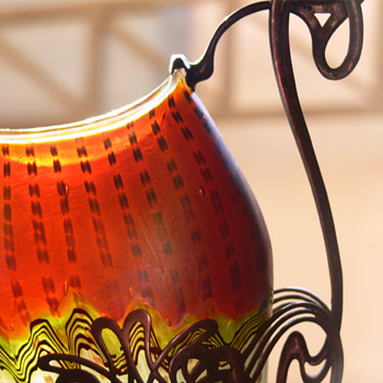 Löetz Phänomen, Tiffany-Art decoration in blue-moss green. Backlit. - Art Glass