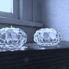 Orrefors' "Raspberry"/Hellon Crystal Votives & Kosta Boda "Snowball" Votive