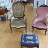 Family antique chairs and foot stool...
