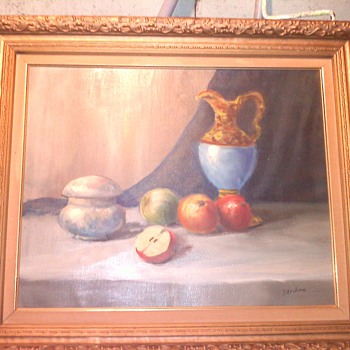 Old oil painting on canvas  