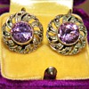 Vintage Deco Amethyst Marcasite 835 Silver Earrings Germany 