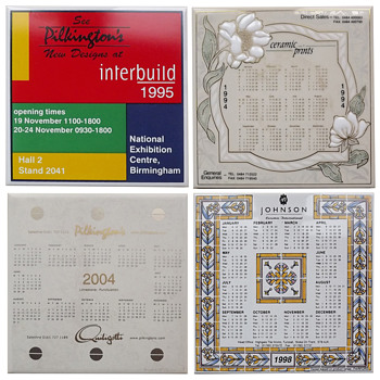 Tile manufacturers' promotional calendar tiles. 