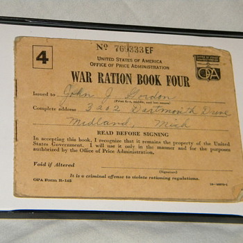 War Ration Book; WWII - Military and Wartime