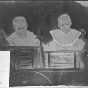 Twins In a Buggie - Folk Art