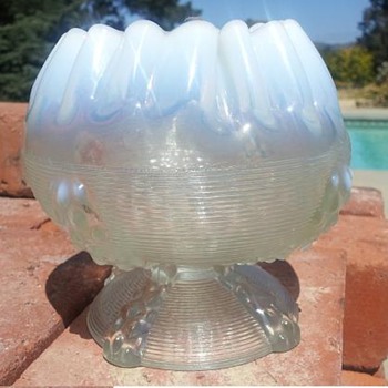 Northwood Button Panels Opalescent Rose Bowl - Glassware