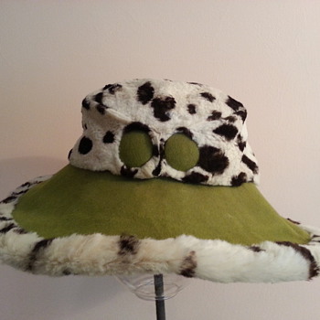 1960's Ocelot and Green Felt Hat - Hats