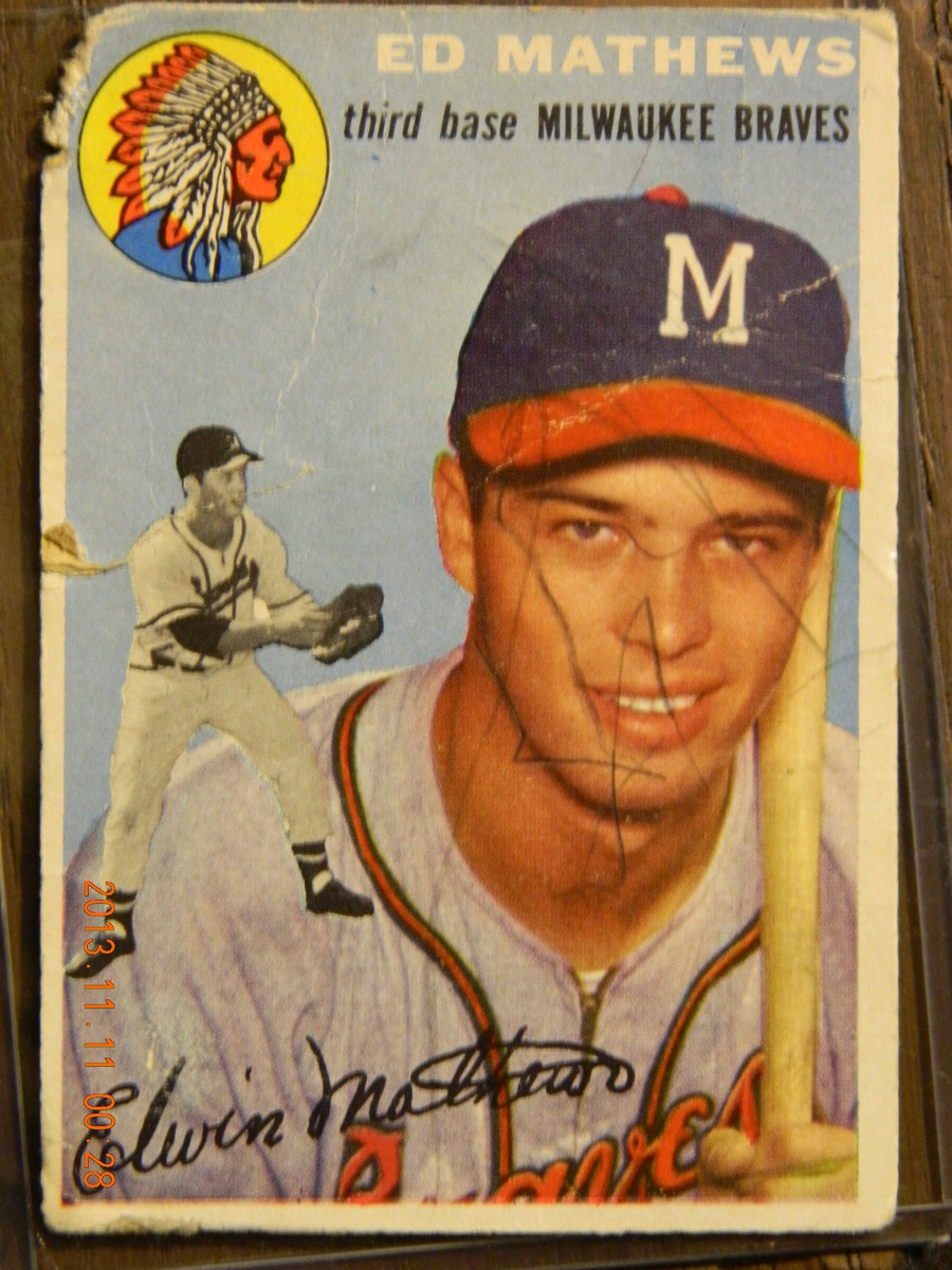 edwin lee mathews jr. topps baseball card with a cartoon story of an