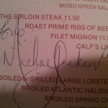 autographed menu from NYC - Music