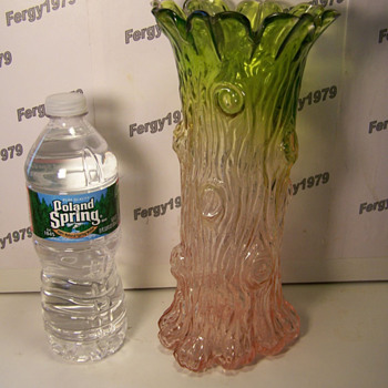 Large Blown Molded Tree Trunk Vase with Ground Pontil