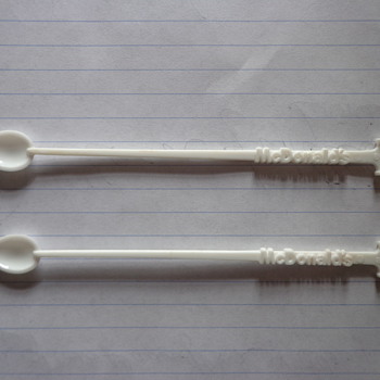 Vintage Lot of 2 1970's McDonald's Coffee Stirrer Spoons Stir Sticks Rare HTF - Advertising