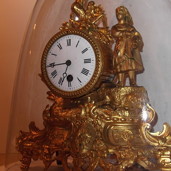 French Gold Leaf Figural Gilt clock - Clocks