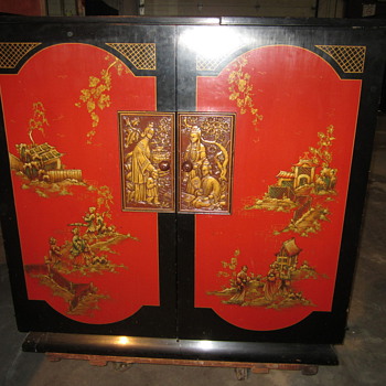 Carlson stromberg Radio Phonograph Tube chionese RED lacquer cabinet 