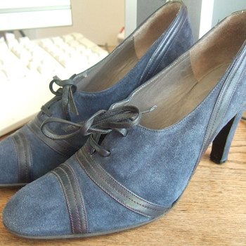 Charles Jourdan navy suede brogue heels