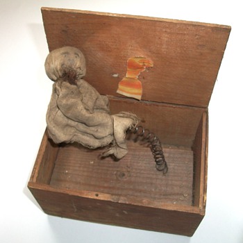 Antique Jack in the Box Made by Hand Folk Art Sculpture - Folk Art