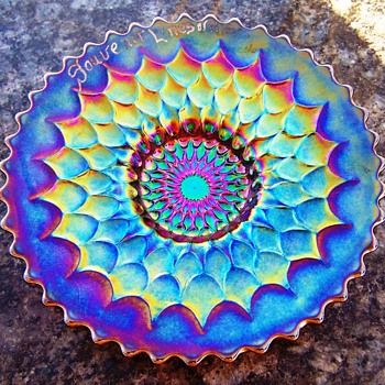 Dugan Fish Scales and Beads Plate with Souvenir Lettering - Glassware