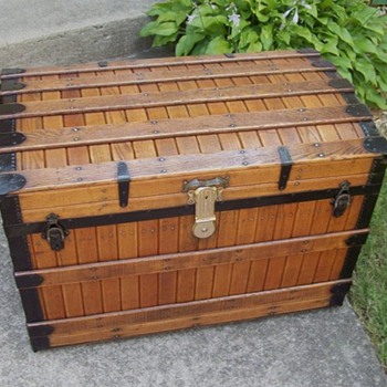 Antique Excelsior Slat Trunk - Furniture
