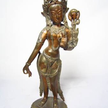 India Diety Goddess and Buddha head  bronze What is name of Goddess?