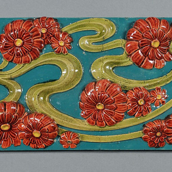 Large Jugendstil Zsolnay Pyrogranite Architectural Tile - Art Nouveau