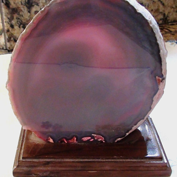 Geode Bookend Amethyst Purple color, On Wood pedestal 5" X 5" Amazing Color You know what is it?? - Books