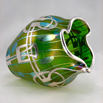 Loetz by Koloman Moser with sterling silver overlay - Art Glass