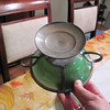 opaque green glass and pewter