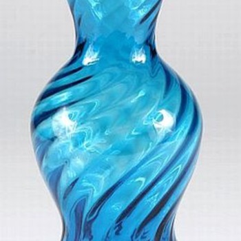 Joel Myers Spiral Opric Blenko Vase - Art Glass