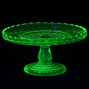 Central Glass Co. #795 Ribbed Rope Band Vaseline Cake Stand c.1883 - Glassware