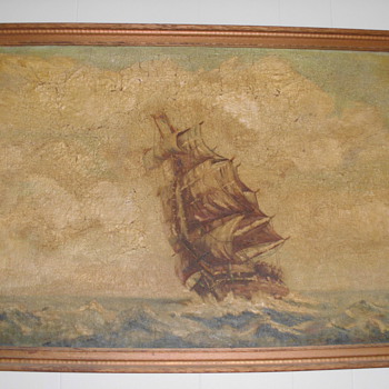 Oil Painting (late 1800's ?) unidentified.  - Folk Art