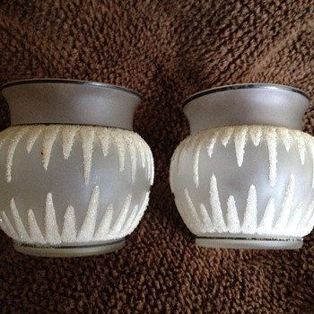 Pair of Coralene Art Glass Vases - Art Glass