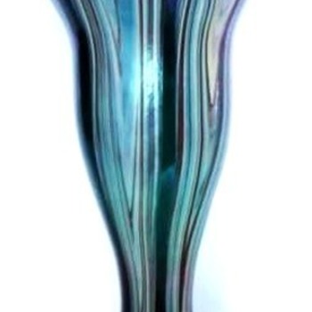 RINDSKOPF'S FEATHERED TEAL BLUE VASES.