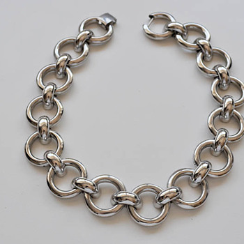 Monet modernist links choker & unsigned fur clip - Costume Jewelry