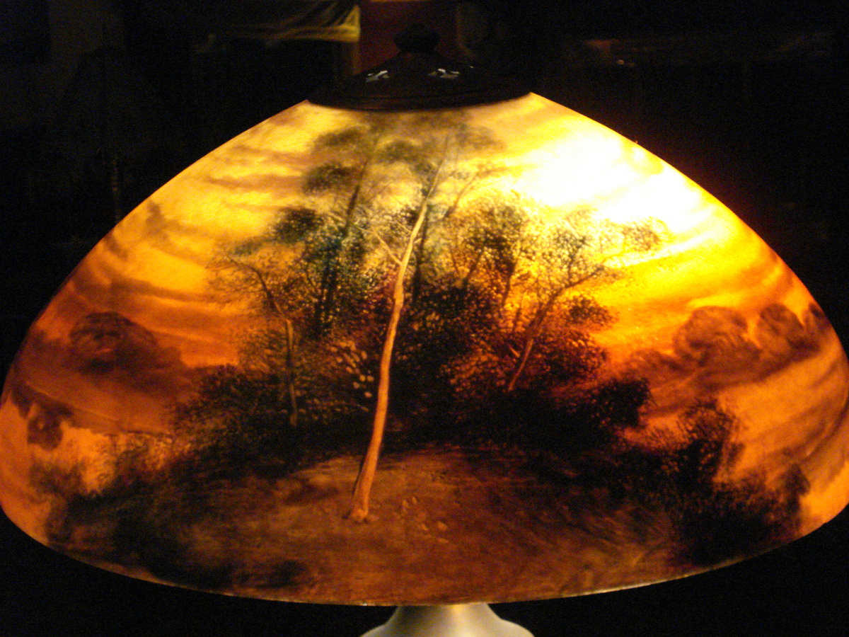 Reverse Painted Lamp Beautiful, but what is it worth! Collectors