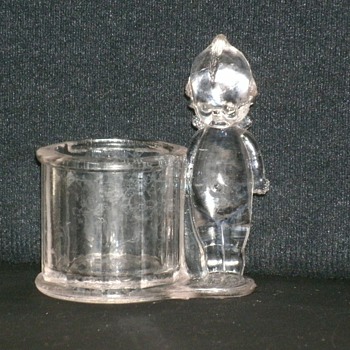 KEWPIE GLASS CANDY CONTAINER