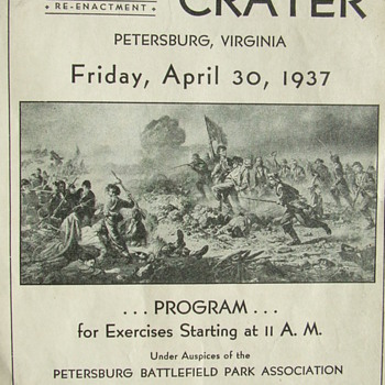 1937 Program for a Re-Enactment of the Civil War "Battle of the Crater" - Military and Wartime