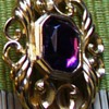 Purple Stone and Gold Filigree Pin